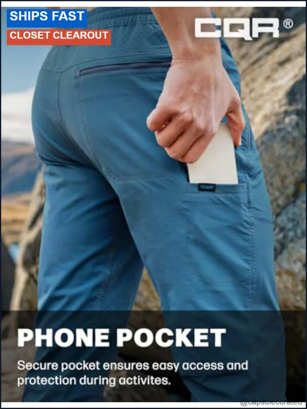 Men's Cargo Hiking Pants Lightweight Water-Resistant Stretch 87% Nylon